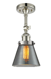 Cone - 1 Light - 6 inch - Polished Nickel - Adjustable Semi-Flush Mount
