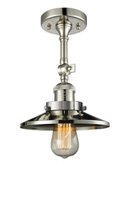 Railroad - 1 Light - 8 inch - Polished Nickel - Adjustable Semi-Flush Mount