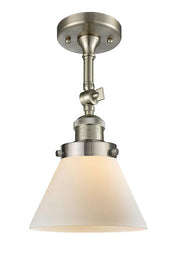 Cone - 1 Light - 8 inch - Brushed Satin Nickel - Adjustable Semi-Flush Mount