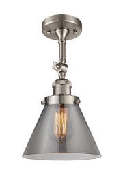 Cone - 1 Light - 8 inch - Brushed Satin Nickel - Adjustable Semi-Flush Mount