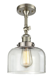 Bell - 1 Light - 8 inch - Brushed Satin Nickel - Adjustable Semi-Flush Mount