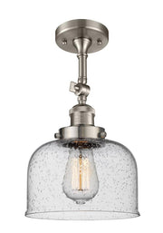 Bell - 1 Light - 8 inch - Brushed Satin Nickel - Adjustable Semi-Flush Mount