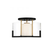 Eaton 1-Light Ceiling Light in Matte Black with Warm Brass Accents
