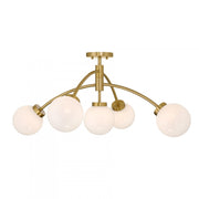 Redfield 5-Light Semi-Flush in Warm Brass