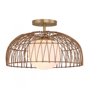 1-Light Convertible Pendant or Semi-Flush in Natural Brass